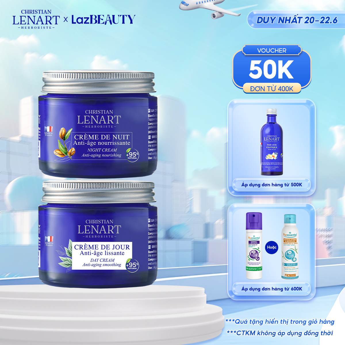 Combo Kem Dưỡng Ẩm Chống Lão Hóa Da Ngày Đêm Christian Lenart