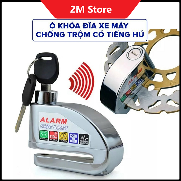Ổ khóa đĩa xe máy alarm disc lock chống trộm có còi hú báo động