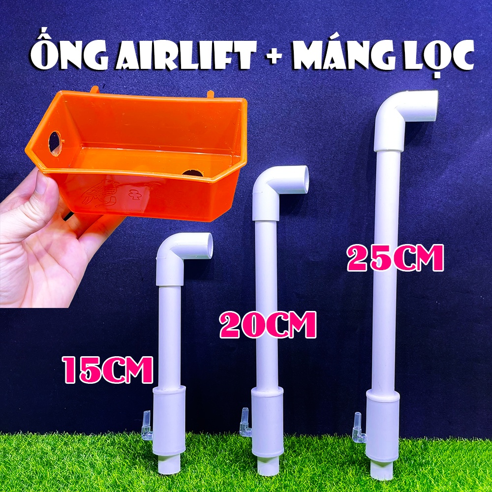 Ống bơm airlift bơm nước bể cá bằng khí oxy tự chế lọc vi sinh
