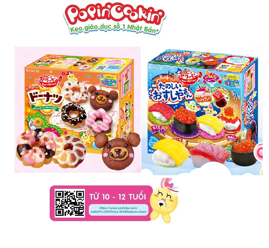 [HCM]Combo 2 Kẹo popin cookin bộ donut+ sushi cho con thỏa sức sáng tạo (sp an toàn và ăn được)