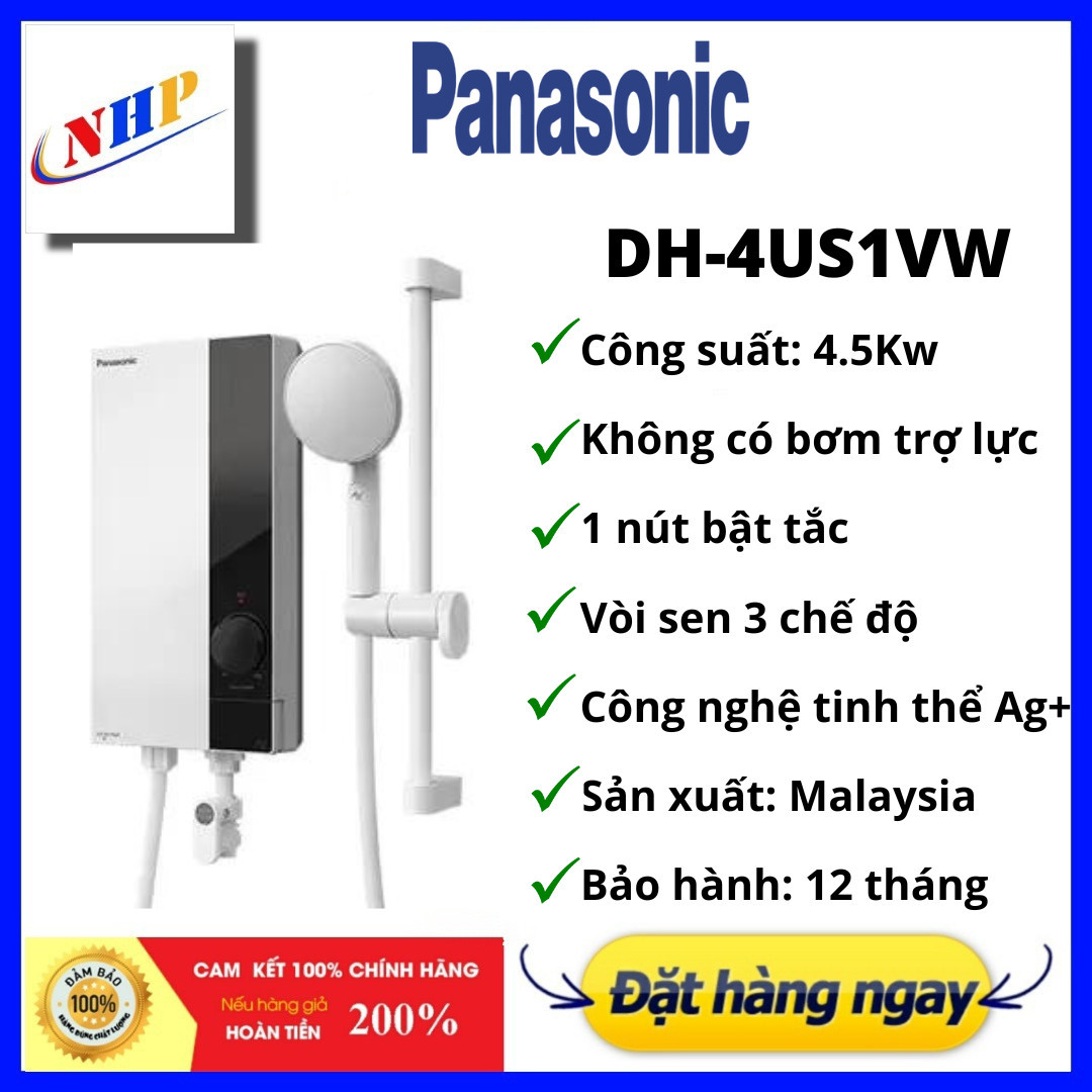 Máy nước nóng panasonic 4.5kw dh-4us1vw màu trắng đen mẫu mới