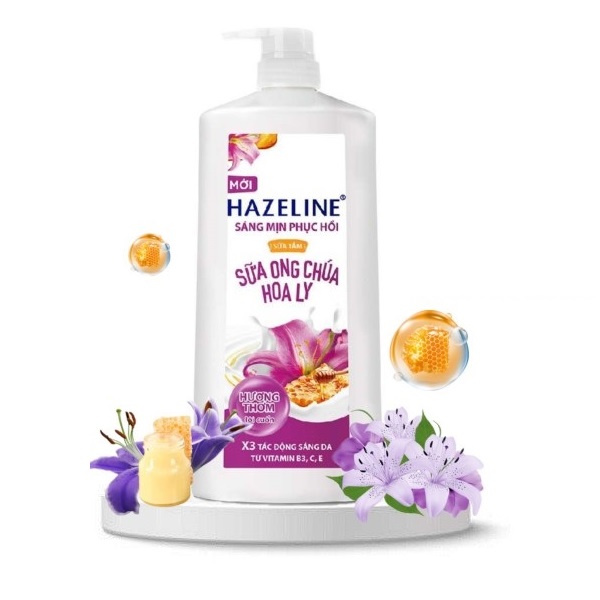 Sữa tắm hazeline sáng mịn phục hồi 800g từ sữa ong chúa hương hoa ly lôi cuốn thư giãn