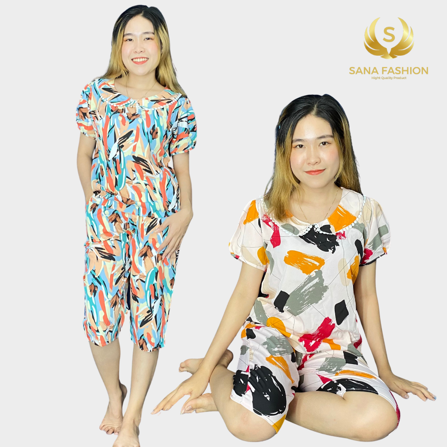 Đồ bộ mặc nhà quần áo ngủ nữ chất lụa cao cấp quần lửng LCS