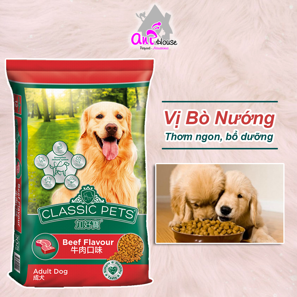 Thức ăn hạt cho chó lớn Classic Pets Adult hương vị thịt bò - Xuất xứ Thái Lan - Gói 400g - Ant House Petshop