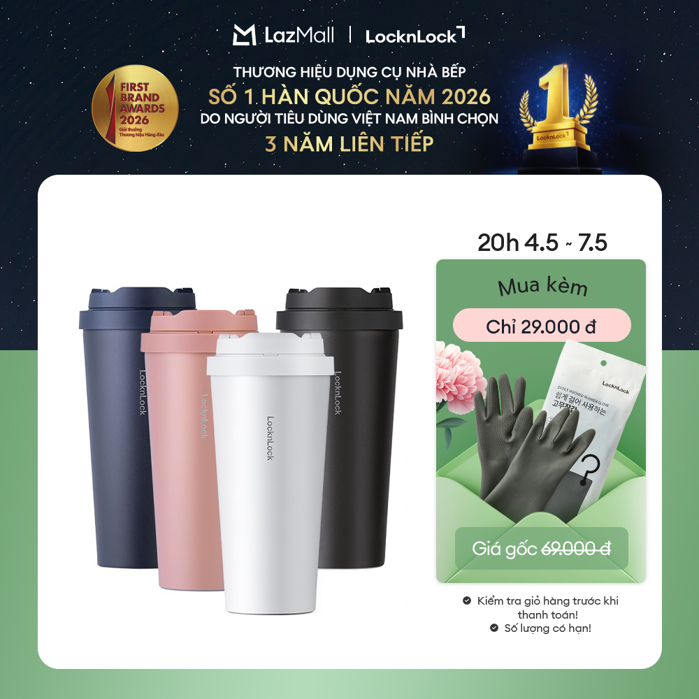 Bình giữ nhiệt LockLock Energetic One Touch - 550ml-400ml - LHC3249 - Thép không gỉ - 4màu - nắp bật dễ dàng - Giữ lạnh hơn 12h