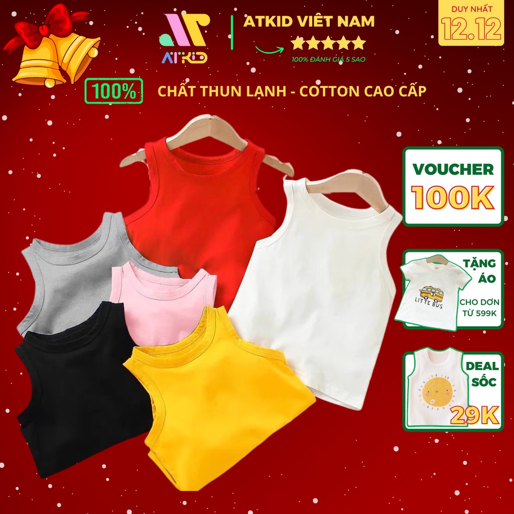 Áo ba lỗ trơn minky mom thun lạnh cao cấp cho bé trai bé gái ATKID