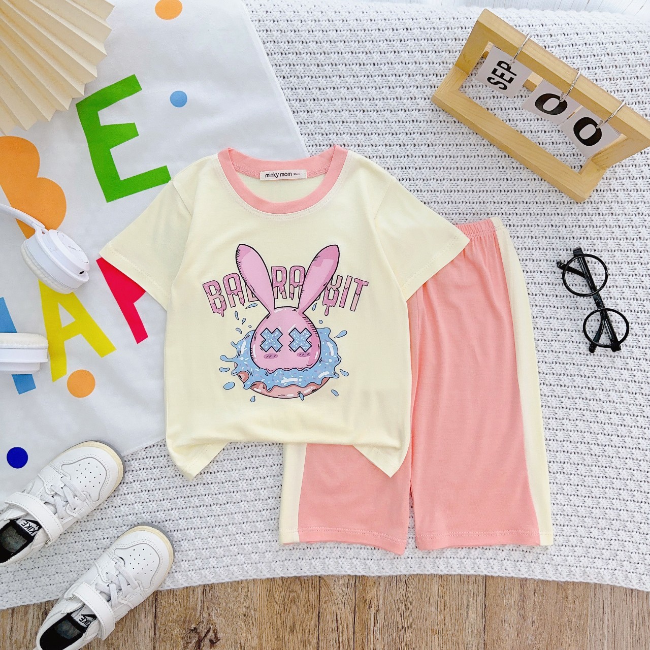 Cực Phẩm Bộ Đồ Lửng MINKY MON Thun Lạnh Cho Bé Gái Siêu Dễ Thương Hình In Pet Không Bong Tróc Dành cho Bé 9-26kg - 5