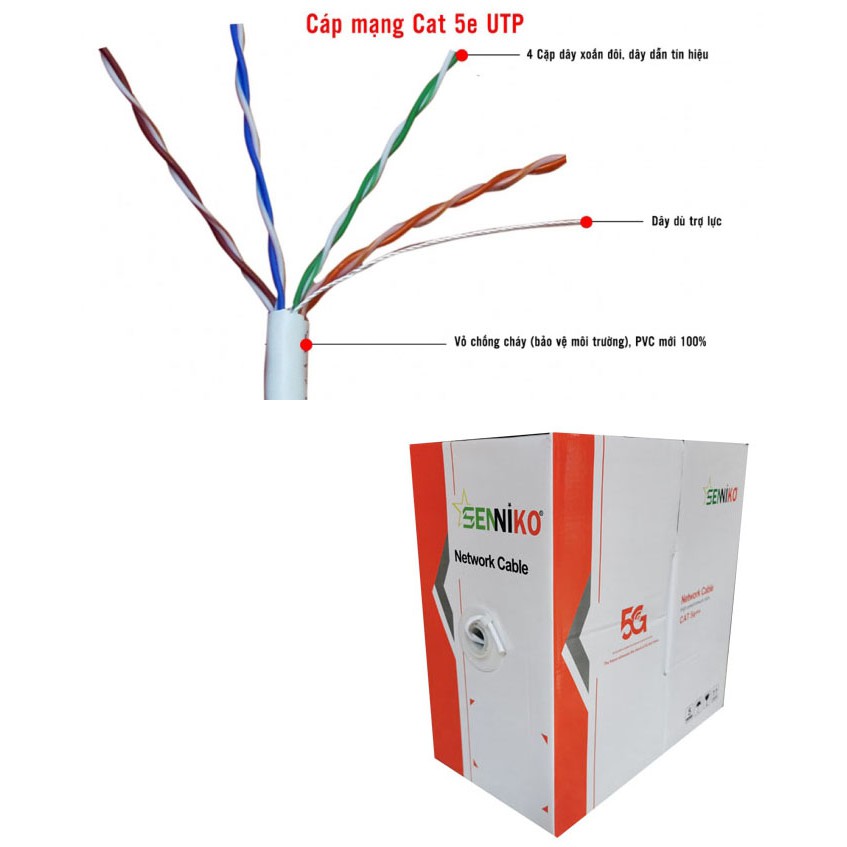 Thùng cáp mạng cat 5 senniko tako 305m 8 lõi
