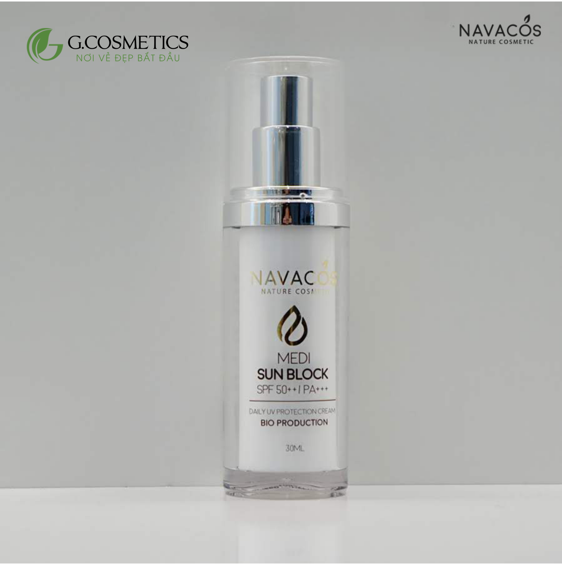 Kem chống nắng vật lý Navacos Medi Sun Block SPF 50+/PA+++ 30ml -chống bụi mịn bảo vệ da và dưỡng da