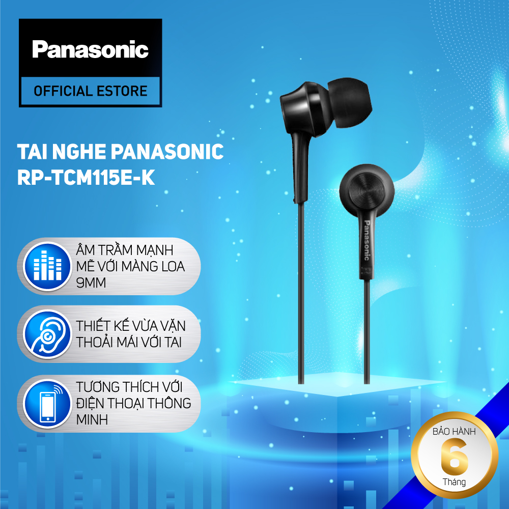 [Tặng bộ quà 2 món] Tai Nghe Panasonic TCM115E - Bảo Hành 6 Tháng - Hàng Chính Hãng