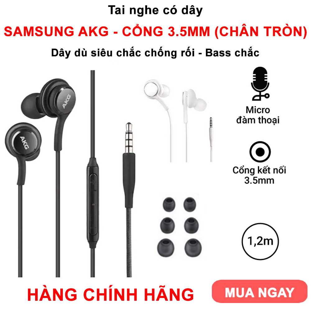 Tai nghe Samsung AKG dây dù chống rối cổng chân tròn 3.5mm - Hàng chính hãng