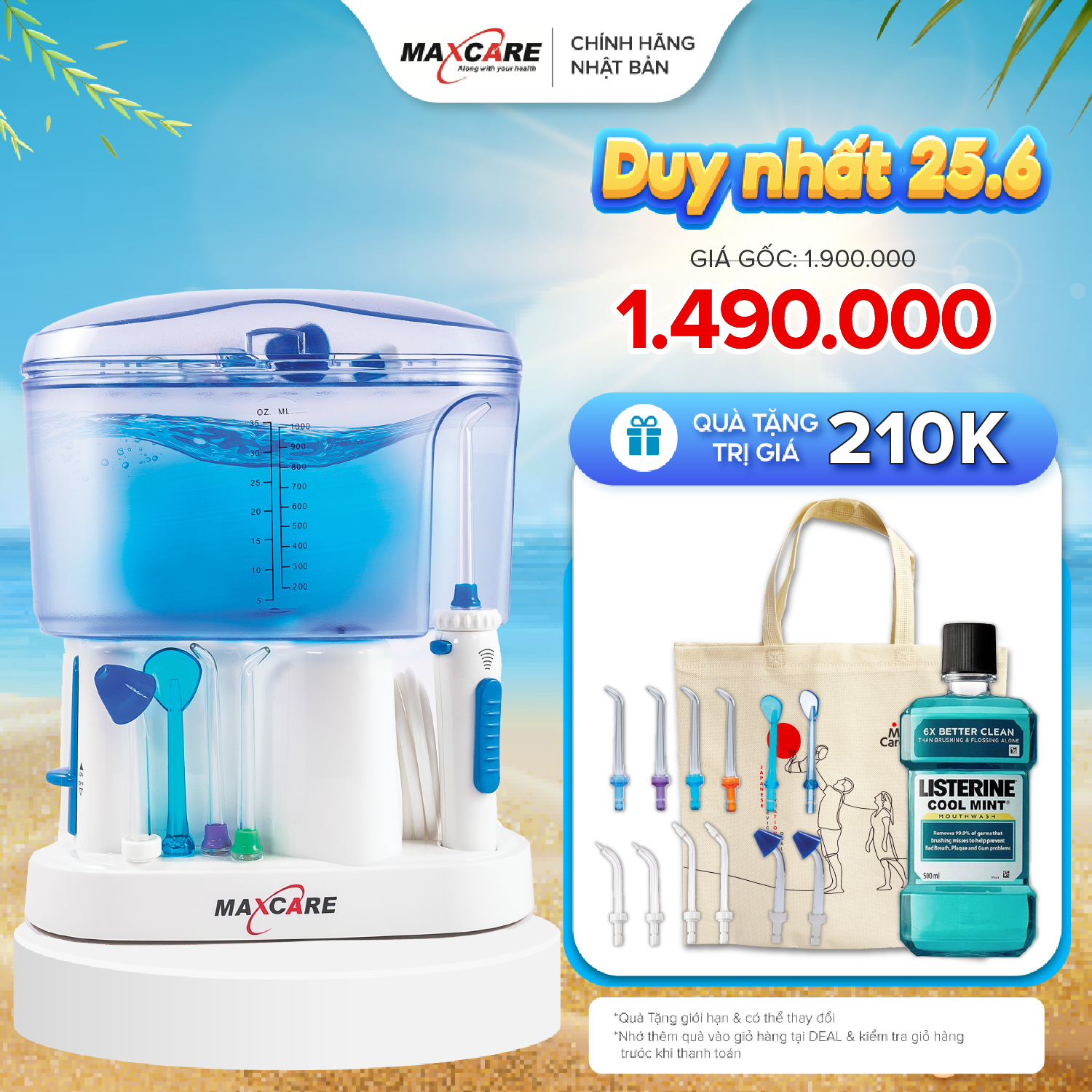 Máy tăm nước gia đình maxcare max456l nhật bản - tặng 11 đầu tăm nước - bh chính hãng 12 tháng