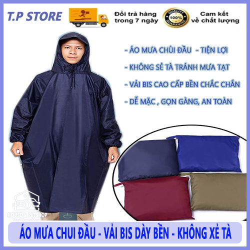 ÁO MƯA VẢI VẢY CÁ - KHÔNG SẺ TÀ - CHUI ĐẦU VÀO LÀ MẶC - ÁO MƯA VẢI DÙ - ÁO MƯA TỔ ONG