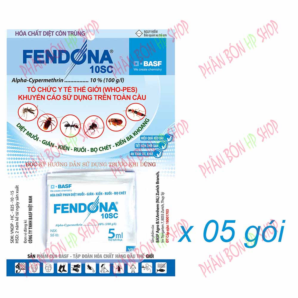 Fendona 10sc (5 gói x 5ml) - Thuốc Diệt Ruồi Muỗi Kiến Gián Bọ Chét Kiến Ba Khoang