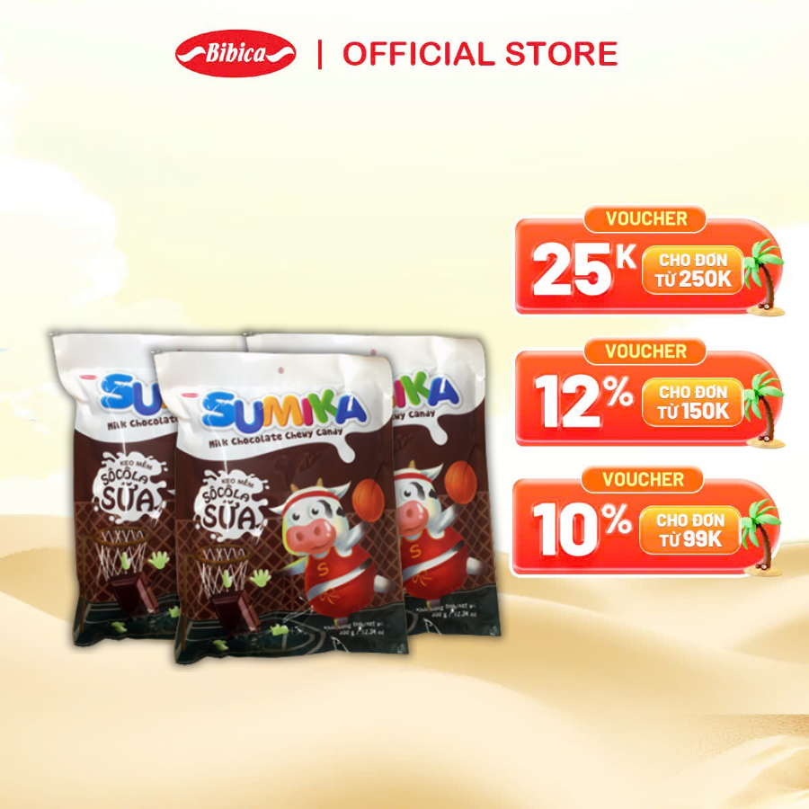 Combo 3 kẹo mềm sumika socola sữa bibica 70g