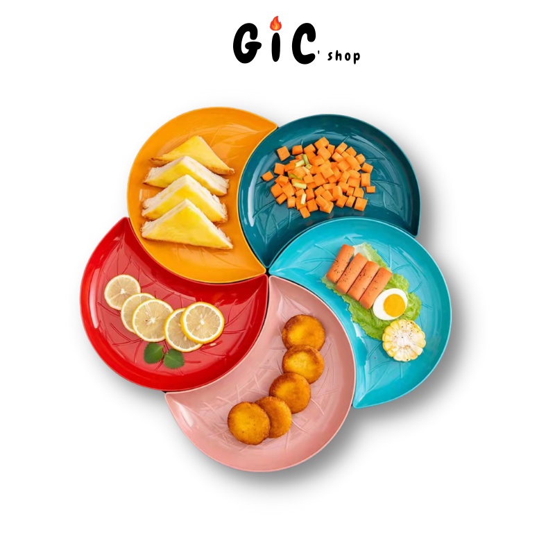 Combo 5 đĩa nhựa đựng bánh kẹo trái cây hoa quả đồ ăn hình bán nguyệt GiCshop