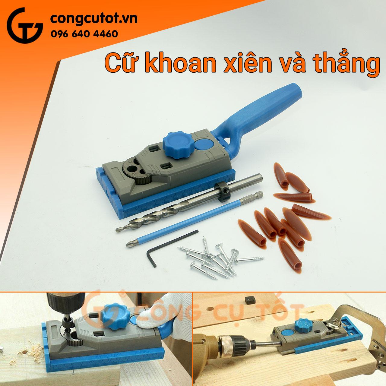 Dụng cụ định vị lỗ khoan thẳng, khoan chéo, khoan xiên 6-12mm 25 chi tiết