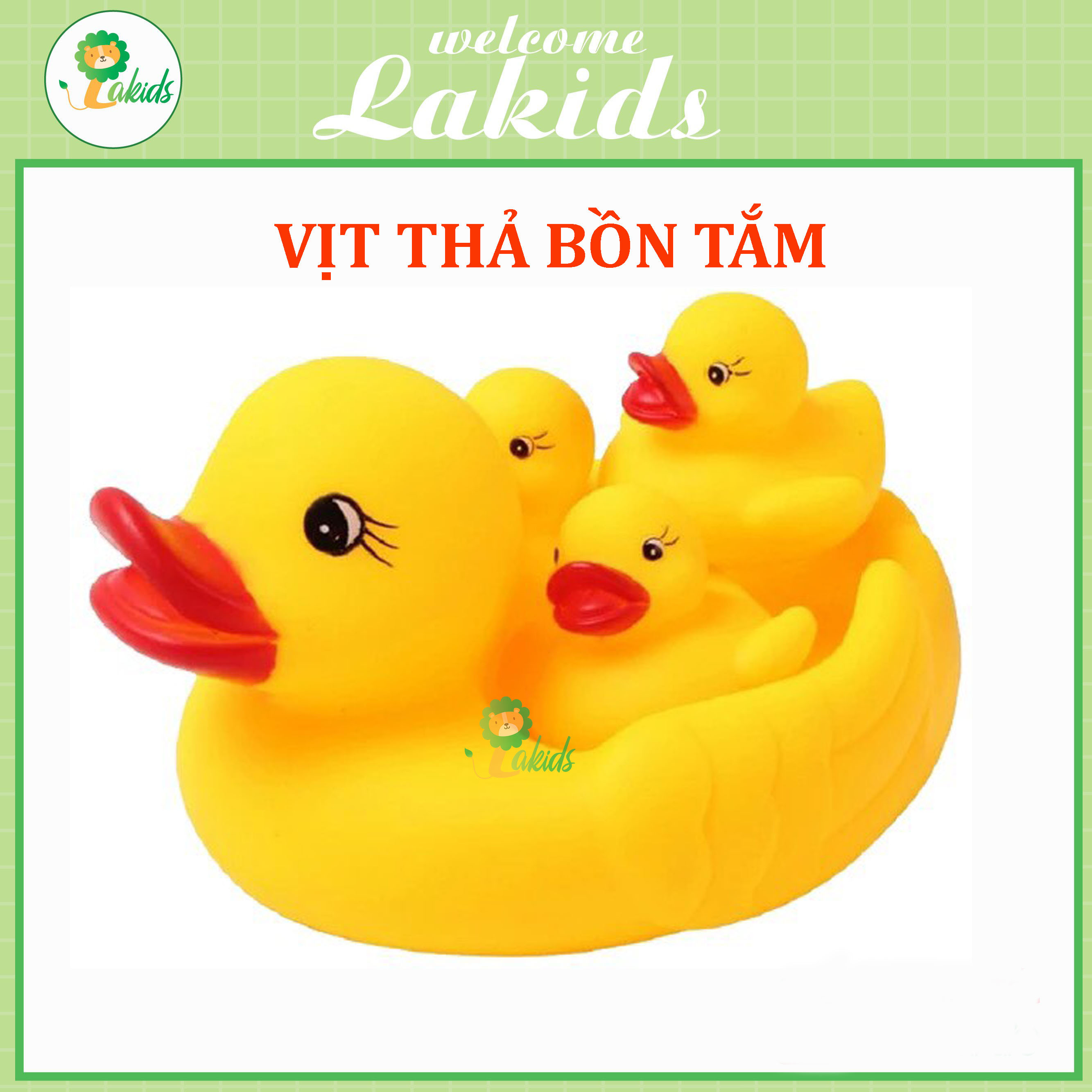 Đồ chơi nhà tắm 4 mẹ con vịt vàng thả bồn tắm dễ thương cho bé-LAKIDS