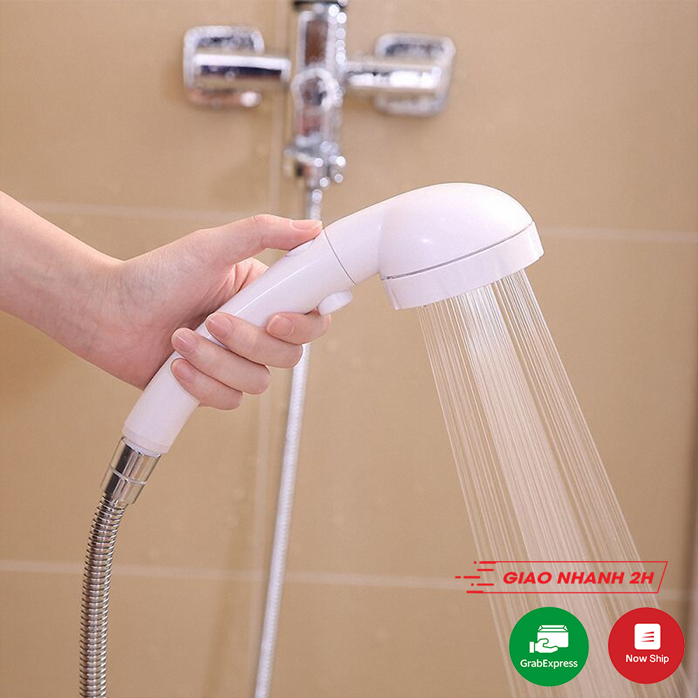 Vòi sen tăng áp lực Nhật tiết kiệm nước có nút điều khiển tắt mở trên thân vòi, phụ kiện nhà tắm Minh House