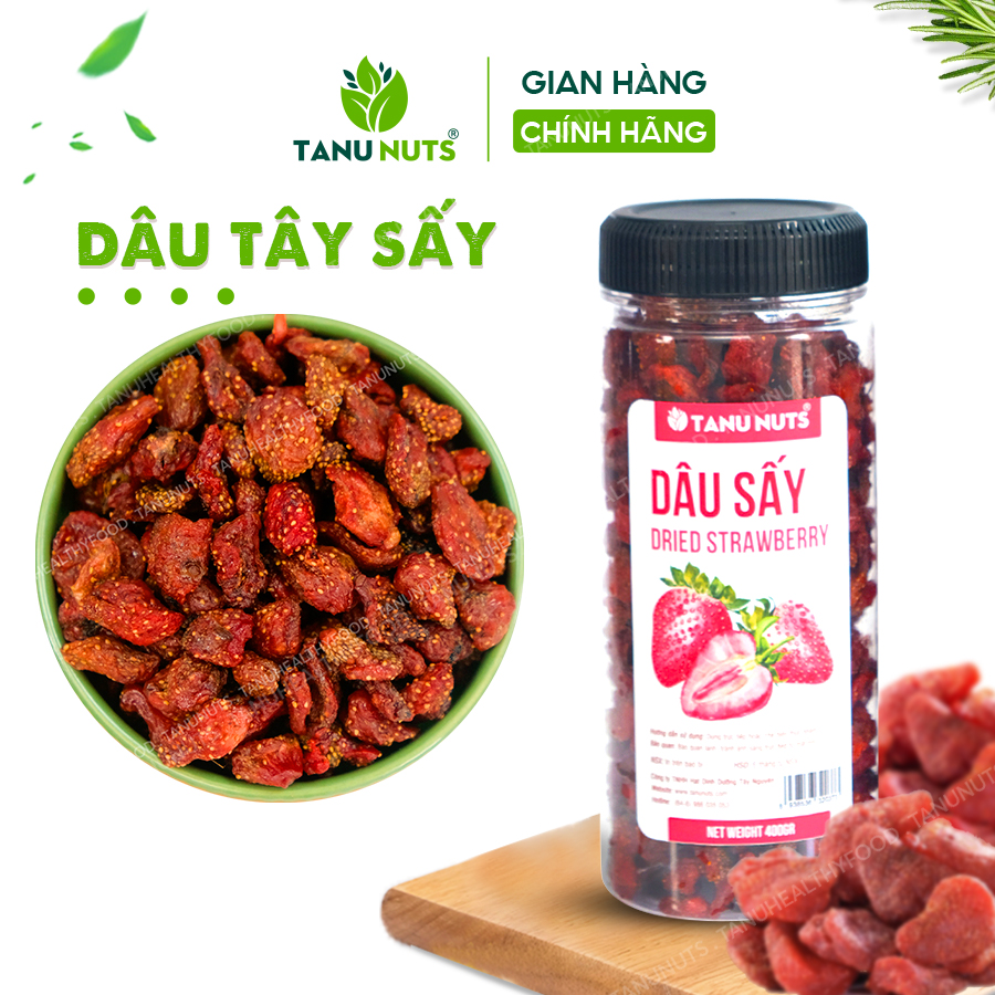 Dâu tây sấy dẻo TANU NUTS dâu tây sấy Đà Lạt tốt cho người ăn kiêng giảm cân.