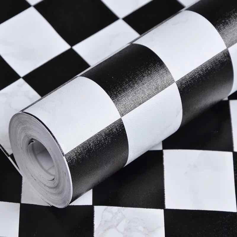 Giấy dán tường CARO ĐEN TRẮNG khổ 45cm x 10m có keo sẵn