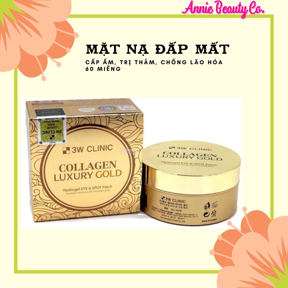 Hộp 60 Miếng Mặt Nạ Đắp Mắt Giảm Quầng Thâm Và Nếp Nhăn 3W Clinic Collagen Luxury Gold Hydrogel Eye & Spot Patch