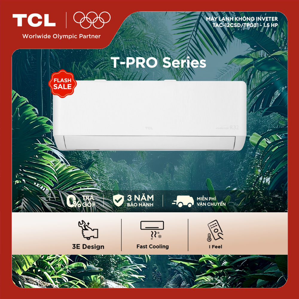 Điều hòa 1 chiều TCL TAC-12CSD/TPG31 - 12000BTU, phù hợp không gian 15-20m²