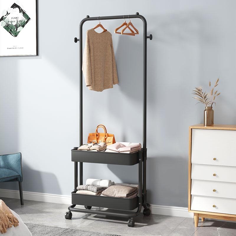 Giá treo quần áo 2 tầng có bánh xe, kệ treo quần áo phòng ngủ, phòng khách, dùng livetream, kệ spa đa năng tiện lợi