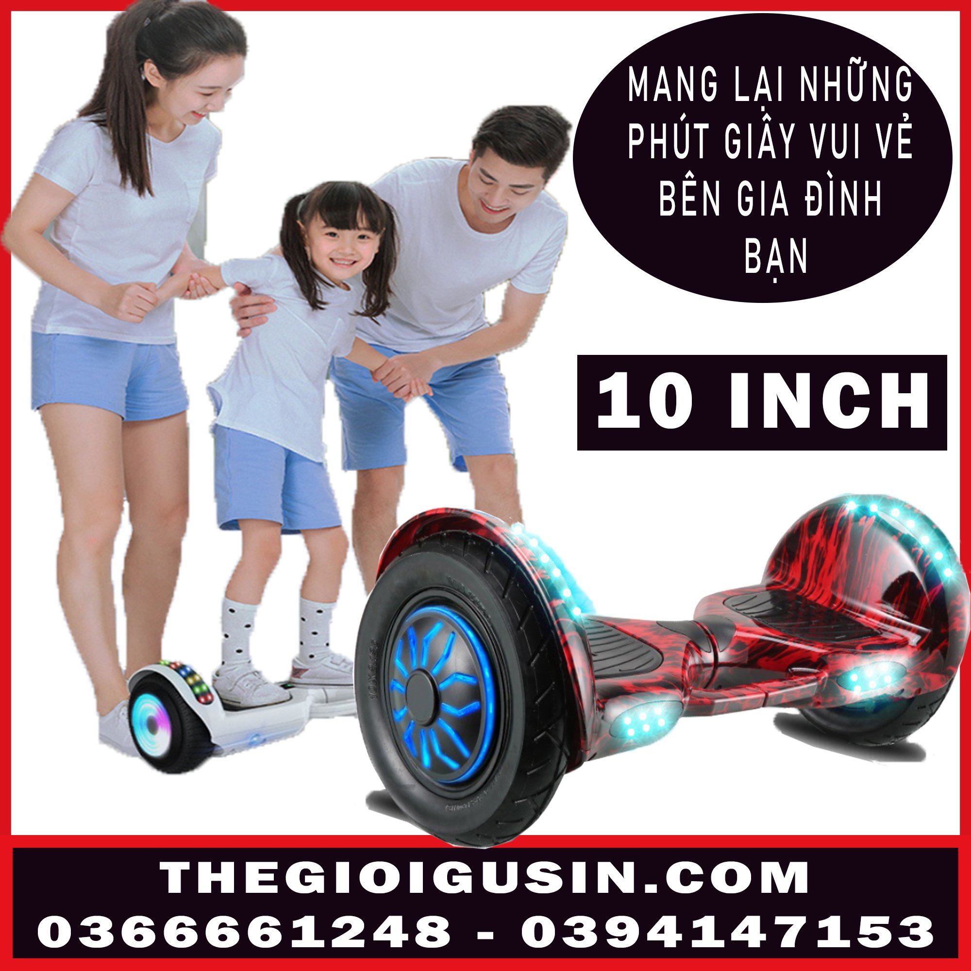 Xe cân bằng 10inch Màu đỏ 3D / video khách test / niềm vui của GĐ bạn là sứ mệnh của chúng tôi - bảo hành 2 năm