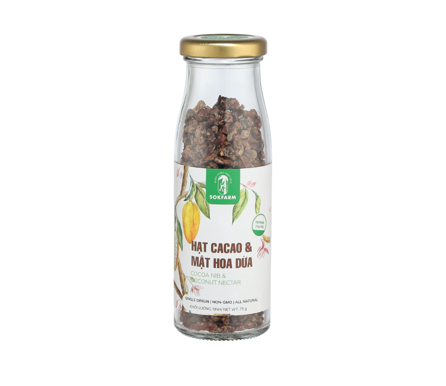 Hạt cacao & Mật hoa dừa Sokfarm đặc sản Trà Vinh