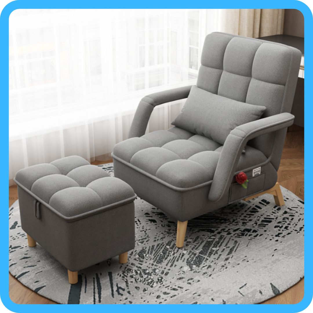 Ghế sofa ngồi nằm thư giãn,Sofa kèm đôn gác chân ngồi đọc sách xem phim nằm ngả 180 độ