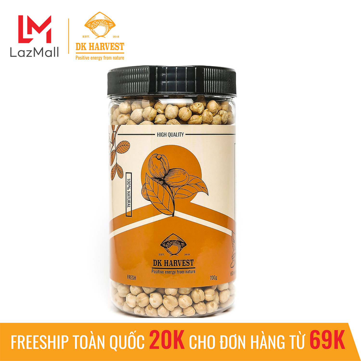 Hạt Đậu Gà ( Chickpeas ) DK HARVEST nhập khẩu Nam Mỹ/ Ấn Độ - 700g - hạt đậu gà sống, hạt đậu gà làm sữa hạt