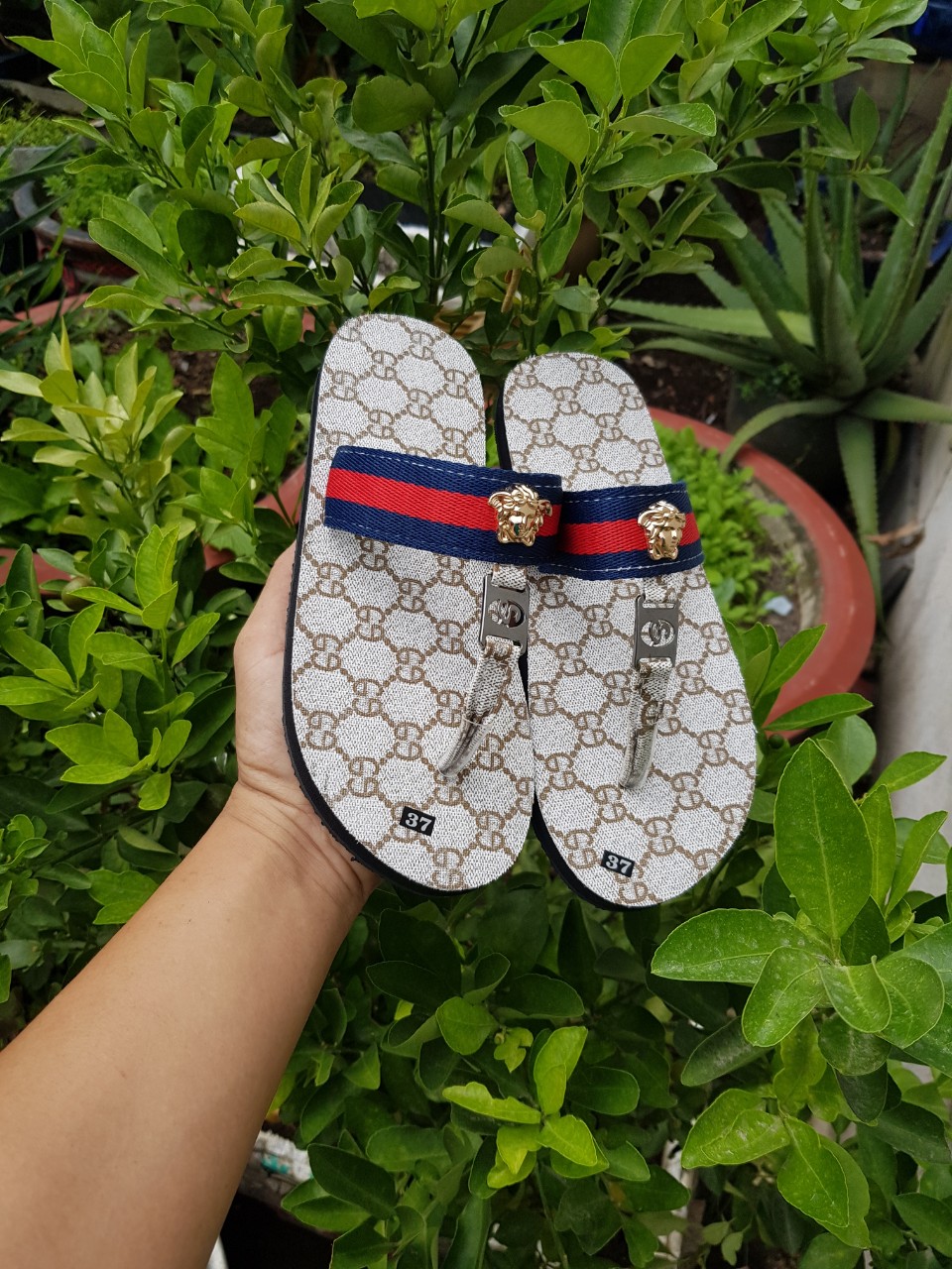 [FREESHIP + HOÀN TIỀN 50K] Dép kẹp nữ đế kem mờ gg quai dù size từ 34 đến 42