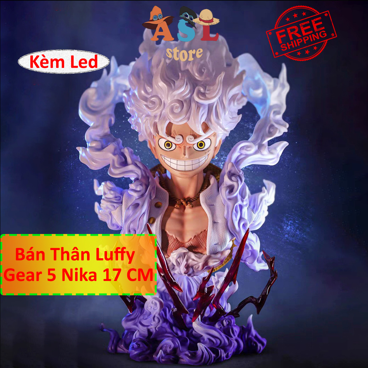 Mô hình One Piece Bán Thân Luffy Gear 5 model Nika Cao 17cm Full box Có Hộp Màu ASL Store