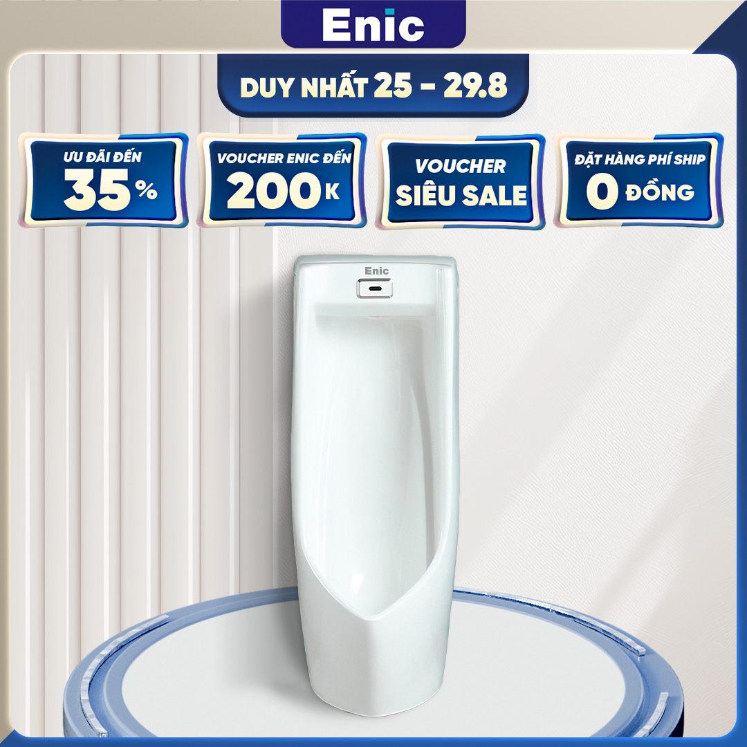 Bồn tiểu nam treo tường Enic N03 - cảm ứng tự động xả nước thông minh, thiết kế sang trọng, chất liệu sứ bền bỉ,BH 5 năm