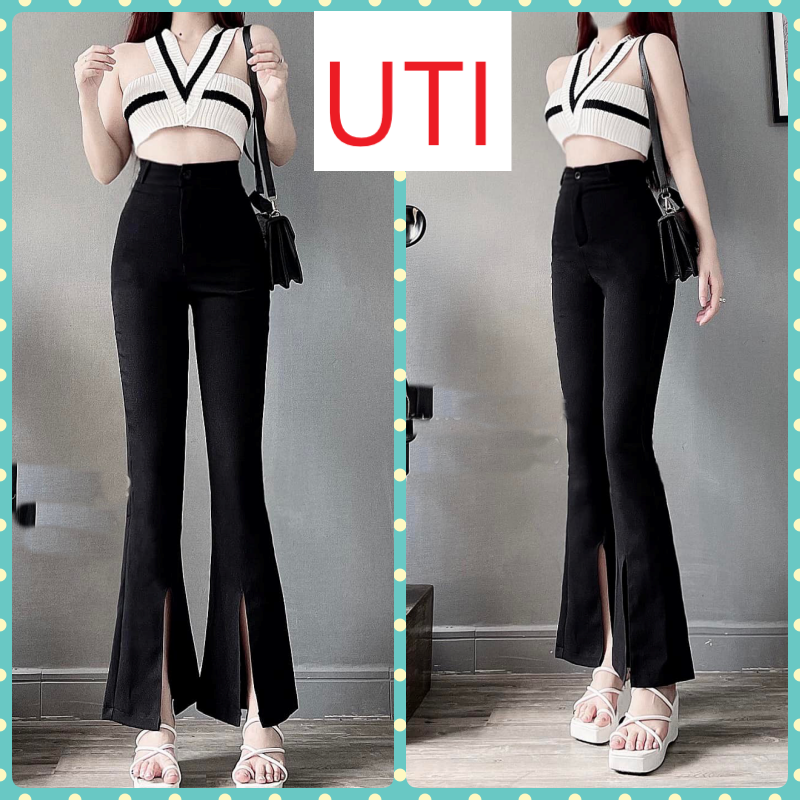 Quần tây ống loe xẻ ống- quần ống loe xẻ gấutrước cạp cao dáng xinh - quần ống loe xẻ tà trước - quần tây ống loe siêu hack dáng - quần tây suông ống vẩy xẻ tà li giữa cao cấp