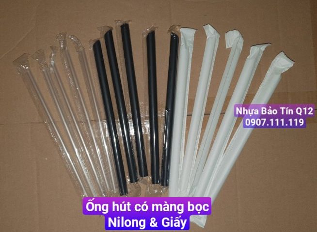 Ống hút BỌC GIẤY, BỌC NILONG, ống hút CÓ MÀNG BỌC. F6 cafe, F8 chanh dây, F12 trà sữa trân châu. 500g Straws with cover for milktea like pictures