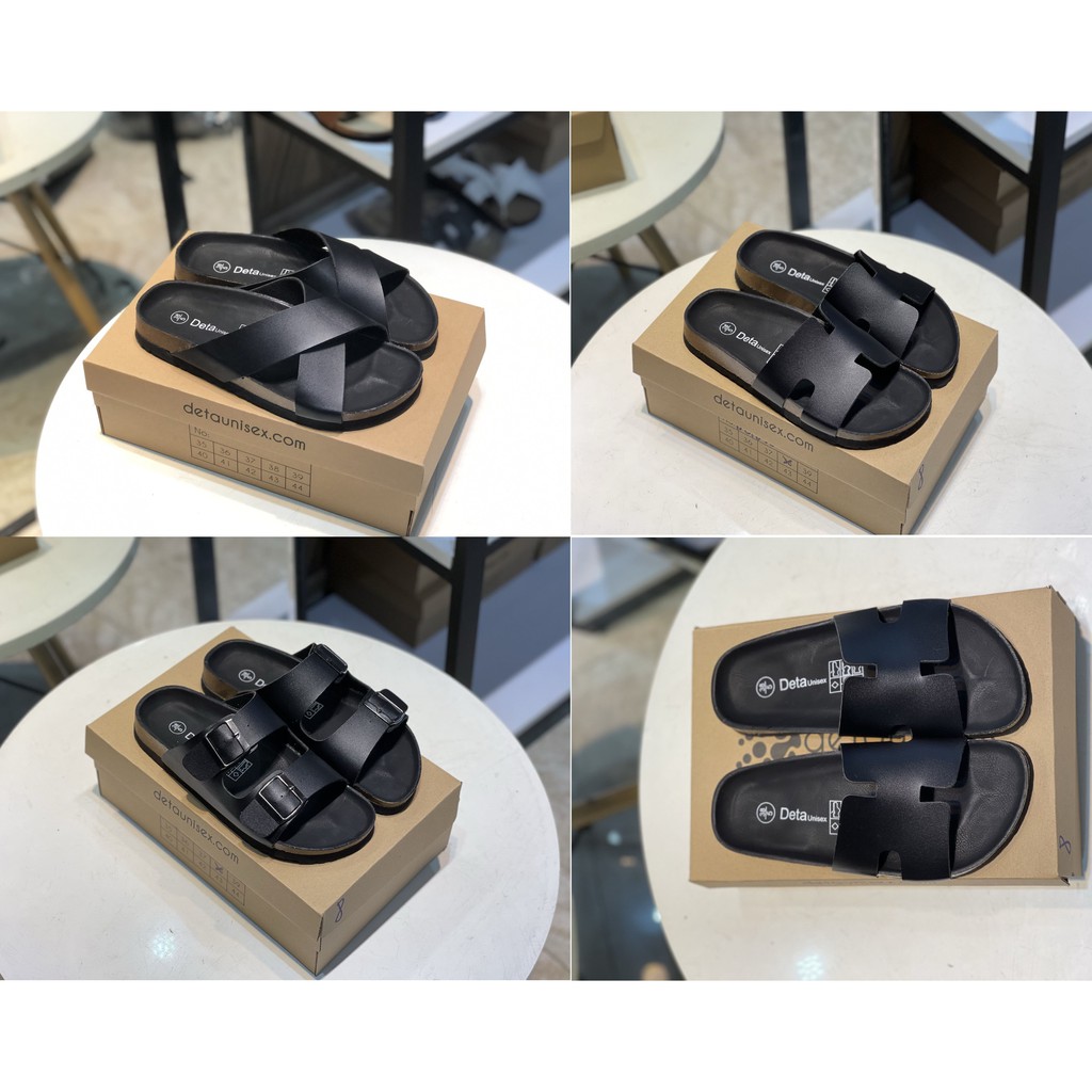 Dép đế trấu màu Đen ( quai đen lót đen ) - HÀNG CHÍNH HÃNG FULLBOX - Dép Doanh Nhân