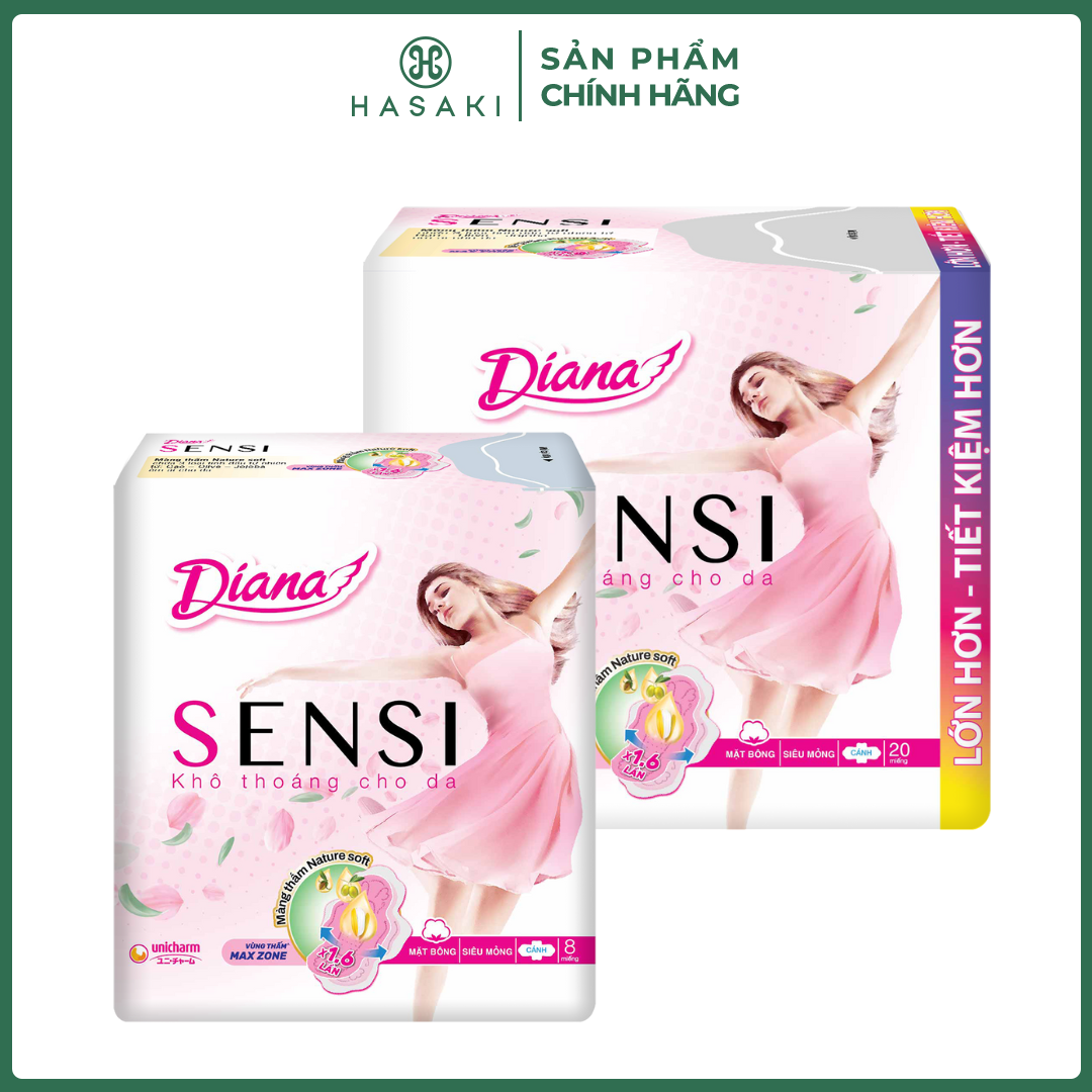 Băng Vệ Sinh Diana Sensi Khô Thoáng Siêu Mỏng Cánh Hasaki Sản Phẩm Chính Hãng