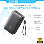 [NEW] Sạc dự phòng Anker Zolo 10.000mAh 30W | Sạc nhanh USB-C 30W | Hiển thị pin thông minh | Sạc 3 thiết bị cùng lúc | Pin LFP an toàn | Thiết kế nhỏ gọn có dây đeo | Dành cho iPhone 17/16 Series, Samsung, iPad - A110J
