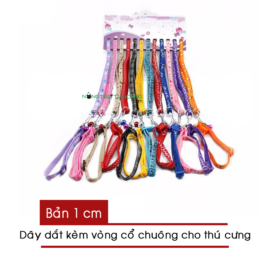 Dây dắt chó mèo kèm vòng cổ có chuông - Cho thú cưng dưới 5kg -