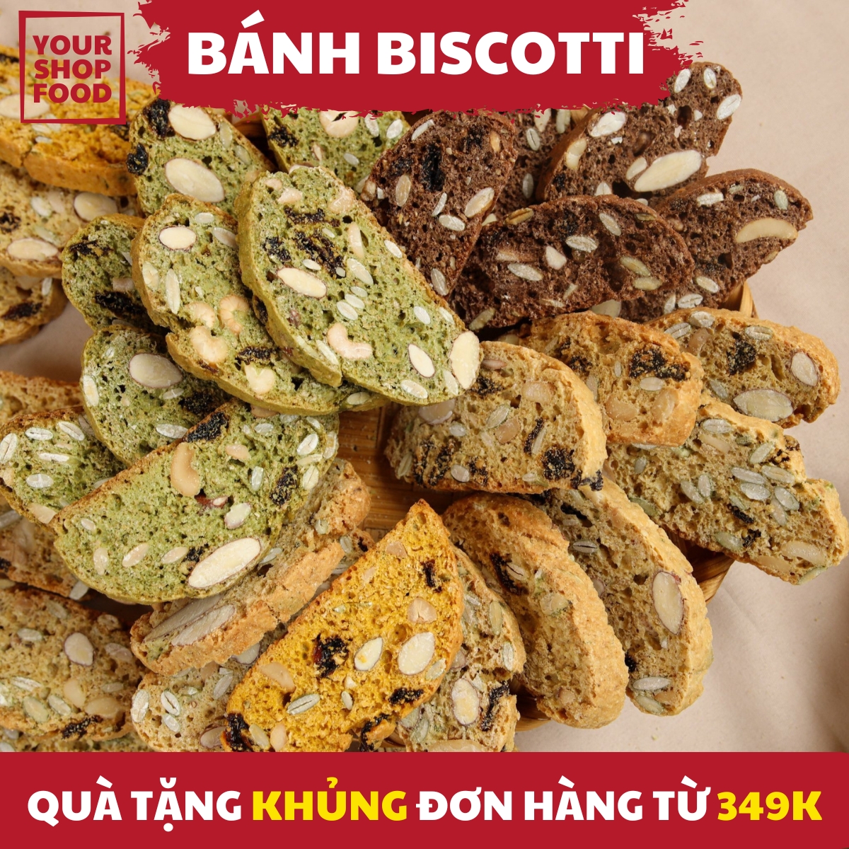 Ăn Kiêng Giảm Cân BISCOTTI Nguyên Cám Ăn Kiêng Lành Mạnh 100% YourshopFood - Bánh Ngũ Cốc Dinh Dưỡng