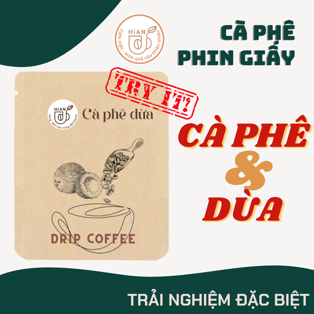 GIÁ SỐC combo 5 phin giấy cà phê 5 vị tiện lợi du lịch, cà phê phin Việt Nam, cà phê dừa