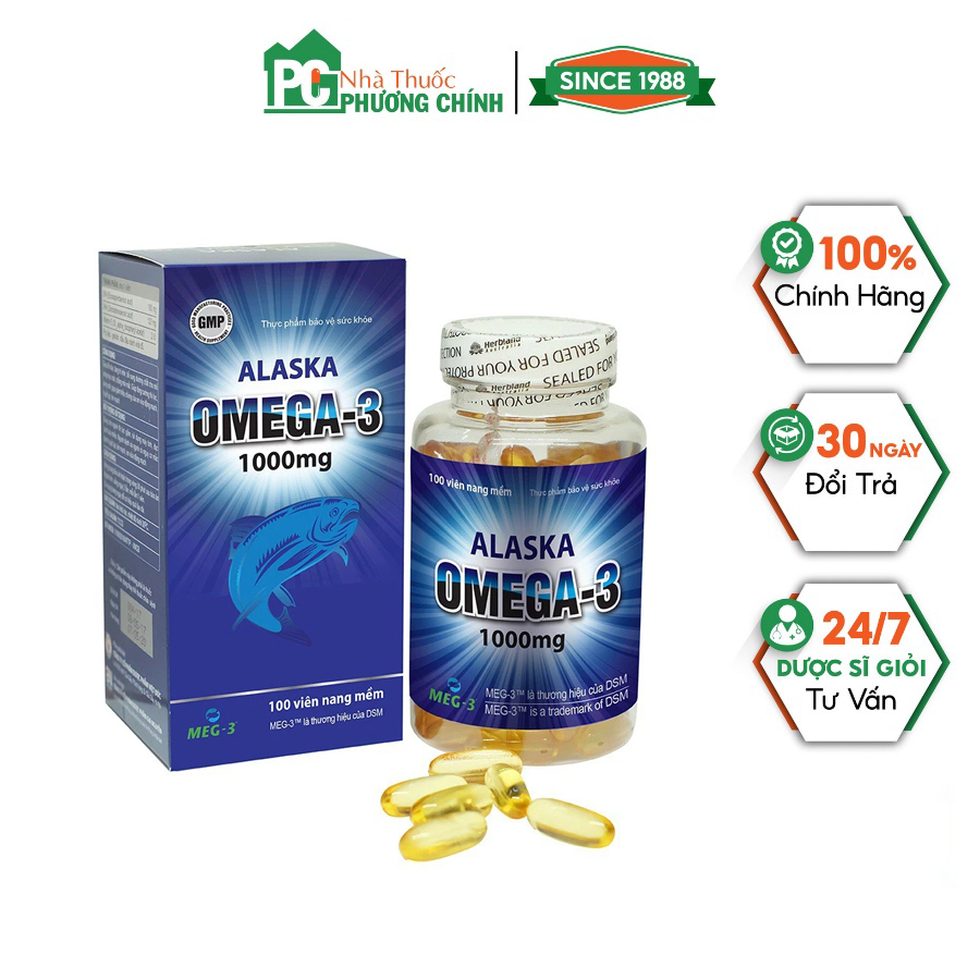 Viên Uống Dầu Cá Omega 3 Alaska Meracine - Giúp Tăng Cường Thị Lực