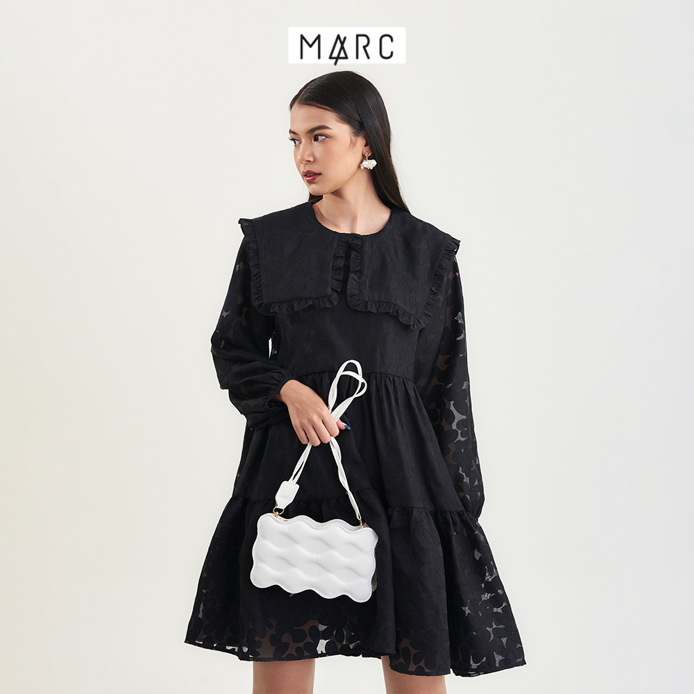 Đầm Nữ MARC FASHION Sheer Hoa Babydoll Lá Cổ Bèo FAVH014422