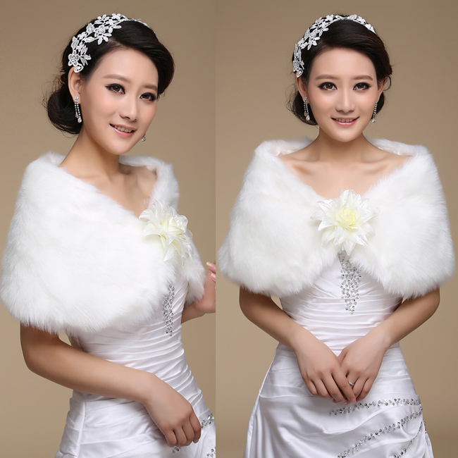 Khăn choàng lông mềm mịn cho cô dâu đính hoa 150 số 1, giữ ấm trong đám cưới hoặc các sự kiện