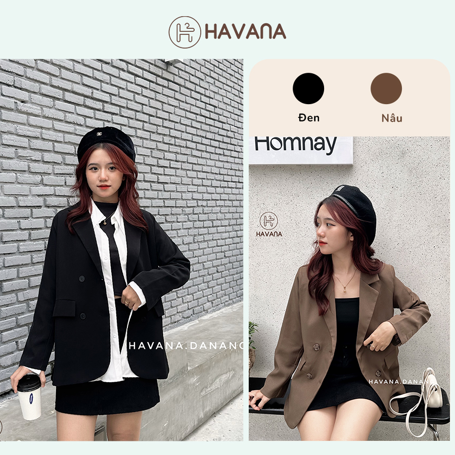 Áo khoác blazer đệm vai, áo blazer freesize hai lớp dày dặn hef24