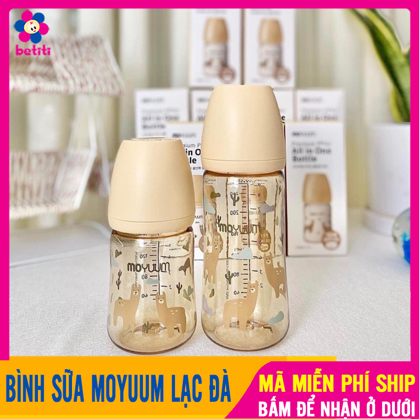 Bình sữa moyuum lạc đà hàn quốc 170ml 270ml cho bé, bình moyuum núm ti silicon họa tiết lạc đà chuẩn nội địa hàn, bình sữa cho trẻ sơ sinh ppsu cao cấp, bình sữa moyuum chính hãng