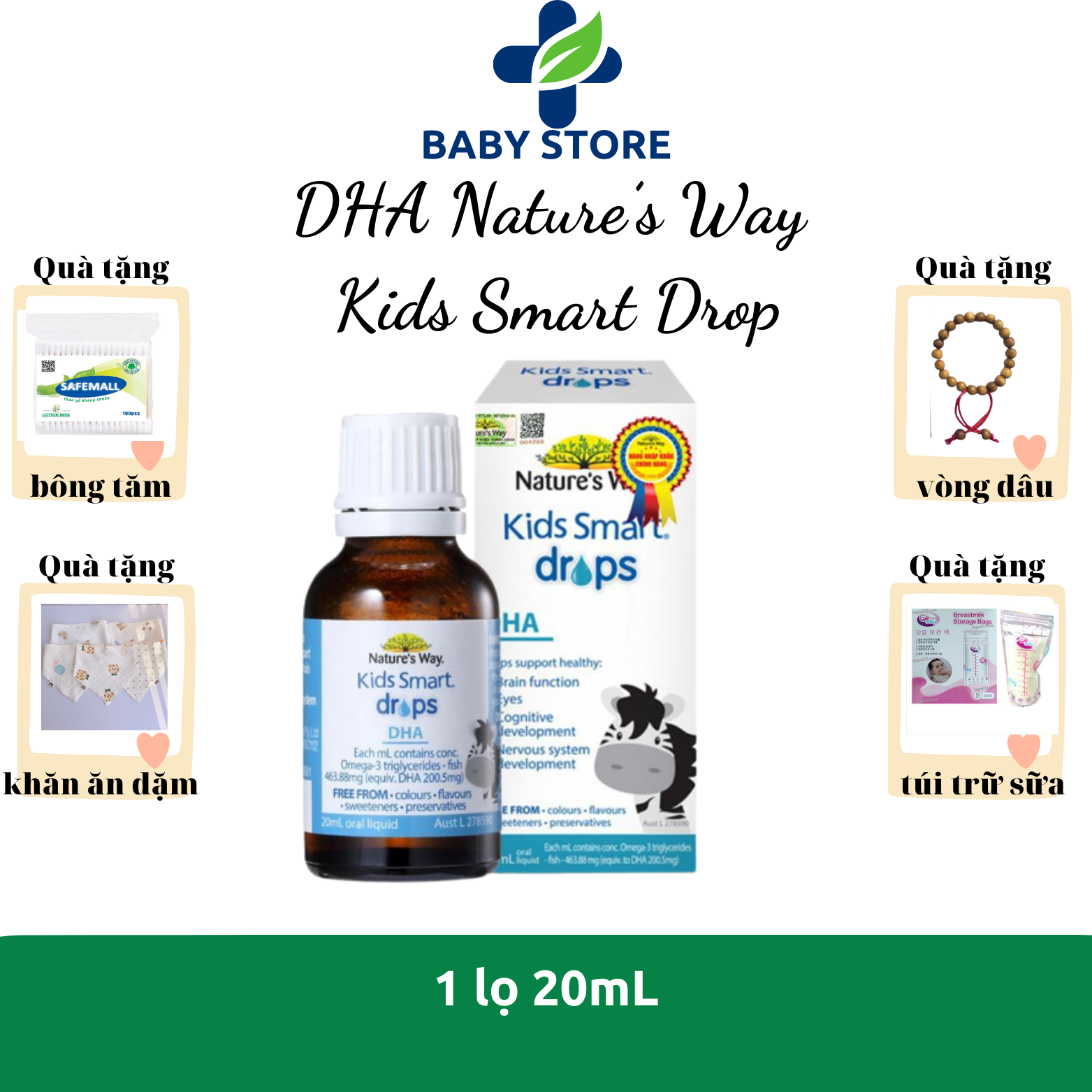 Dha nature’s way kids smart drop dha dạng giọt 20ml - bổ sung epa và dha phát triển trí não cho trẻ nhỏ