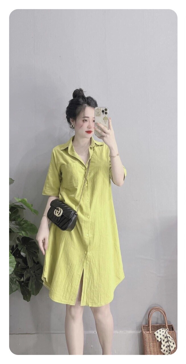 Đầm bigsize, đầm bầu công sở xanh bơ hot trend đuôi tôm